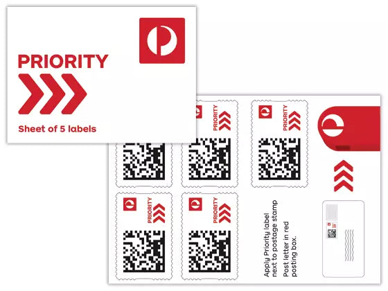 Australia Post Priority Labels – Booklet of 5 image 0